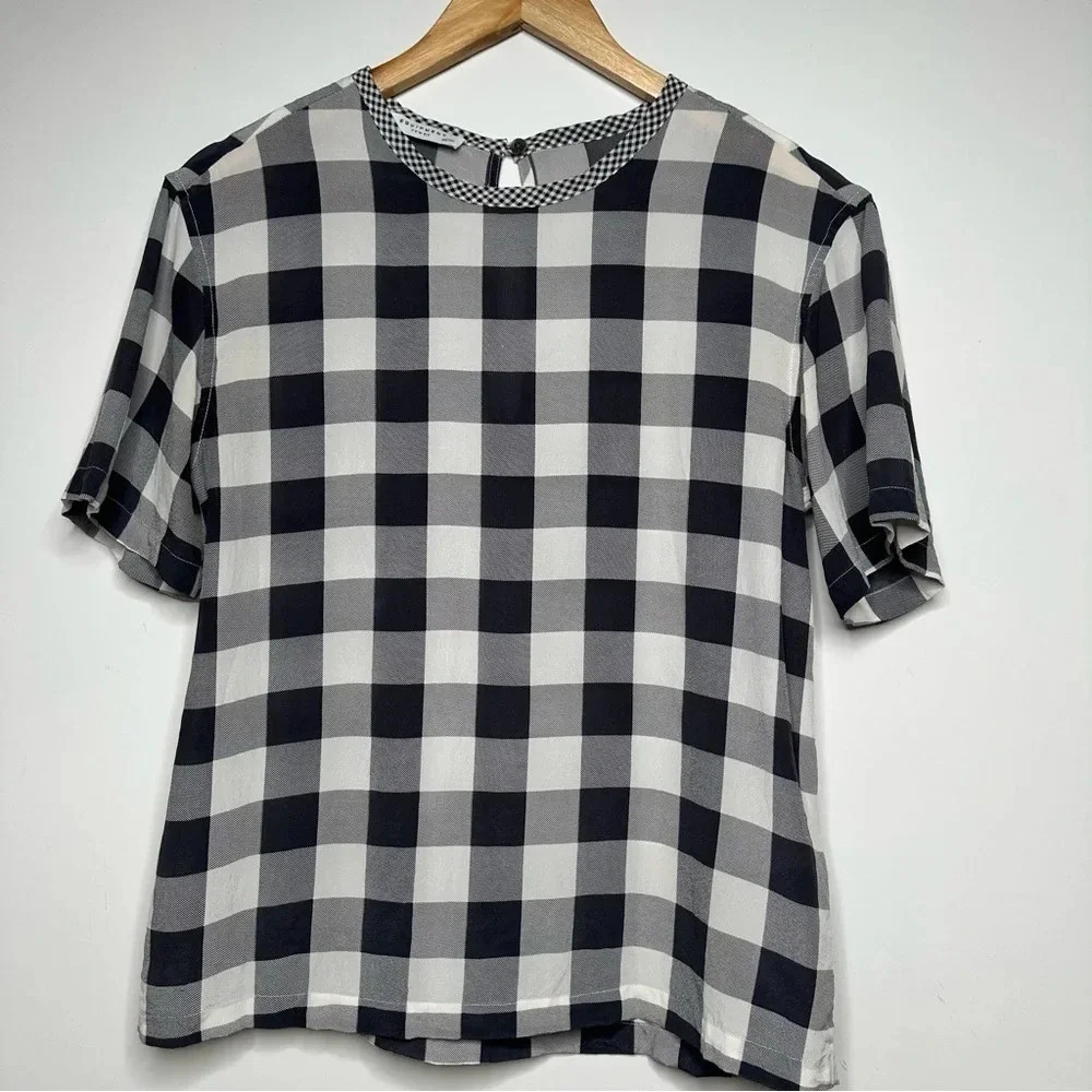 Equipment Gray Buffalo Check Logan 100% Silk Blouse Size XS - Picture 2 of 9